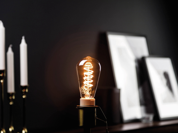 BLULAXA LED-Lampe, Vintage flex Filament, ST64, 5W, 140lm, 1800K, smoky - Produktbild 2