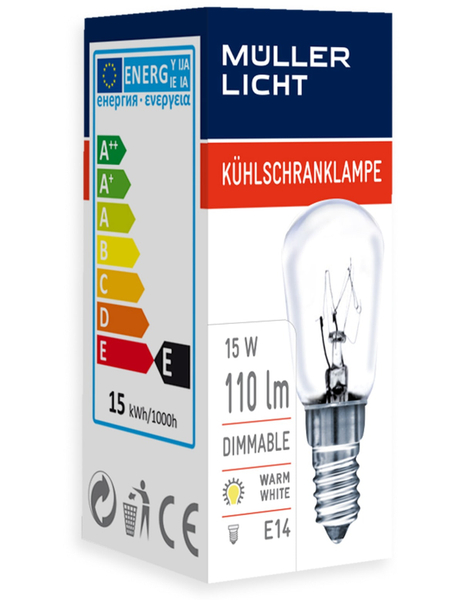 Müller-Licht AGL, Kühlschranklampe, EEK: F, 100007, ST26, 15W, klar, dimmbar - Produktbild 2
