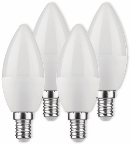 MÜLLER-LICHT LED-Lampe, Kerzenform, 400258, E14, EEK: F, 4,5W, 470 lm, 2700 K, matt, 4 Stück