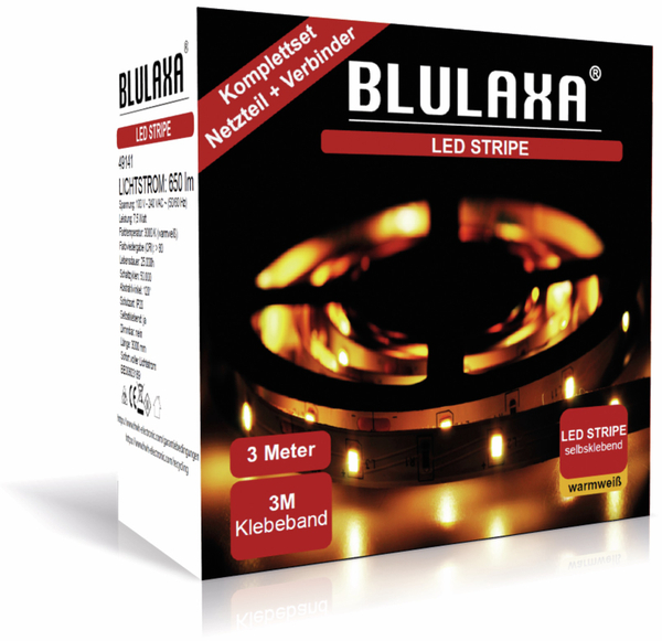 Blulaxa LED-Strip 49141, 7,5 W, 650 lm, 3000 K, 3 m - Produktbild 2