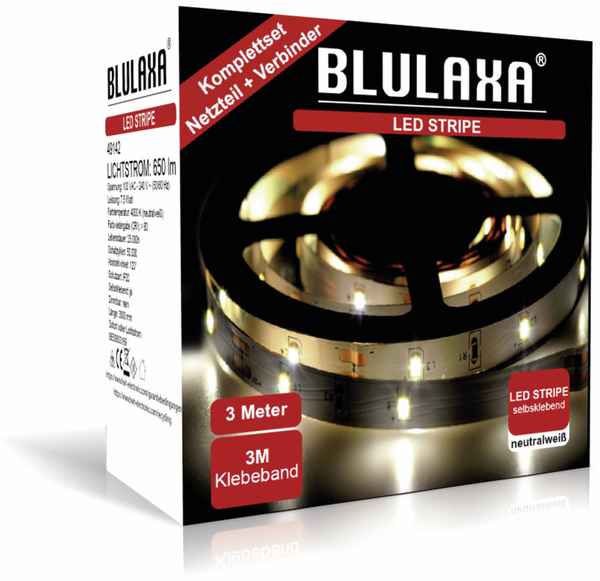 Blulaxa LED-Strip 49142, 7,5 W, 650 lm, 4000 K, 3 m - Produktbild 2