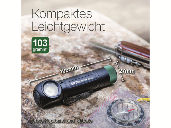 GP LED-Stirnlampe Discovery CH35, 600 lm, inkl. Li-Ion Akku 18650 - Produktbild 2