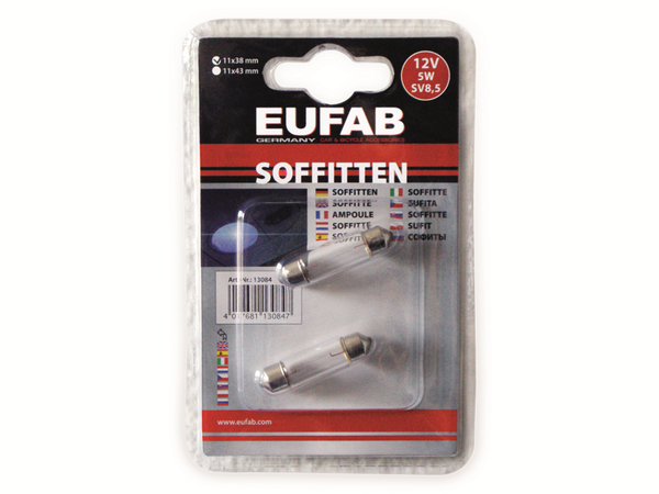 EUFAB KFZ-Glühlampe 12 V, 5 W, SV8,5, 11x38, 2 Stück - Produktbild 2