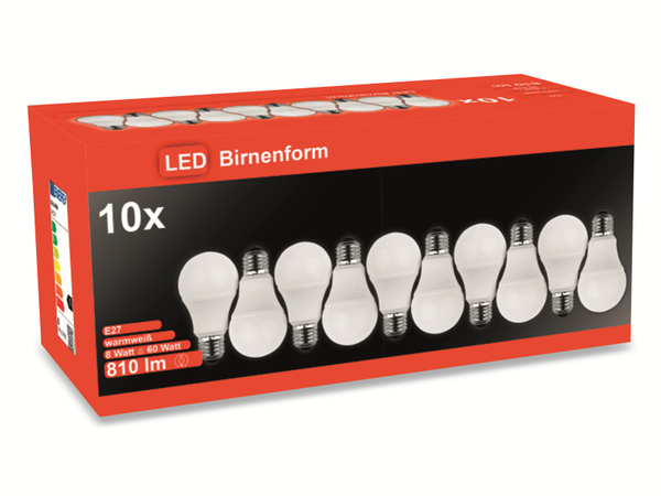 Blulaxa LED-Lampe 49234, A60, E27, EEK: F, 8 W, 810 lm, 2700 K, 10 Stück - Produktbild 3