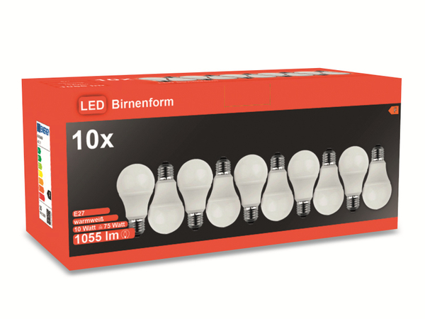 Blulaxa LED-Lampe 49237, A60, E27, EEK: F, 10 W, 1055 lm, 2700 K, 10 Stück - Produktbild 3