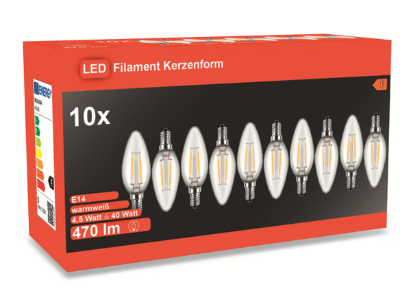 Blulaxa LED-Lampe 49248 C35 Filament, E14, EEK: F, 4,5 W, 470 lm, 2700 K, 10 Stück - Produktbild 3