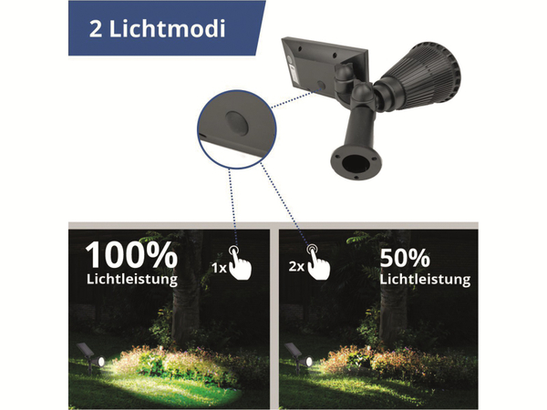 OPTONICA LED-Wegeleuchte 9322 Solar-Gartenspot, 1,5 W, 3000 K, schwarz - Produktbild 4