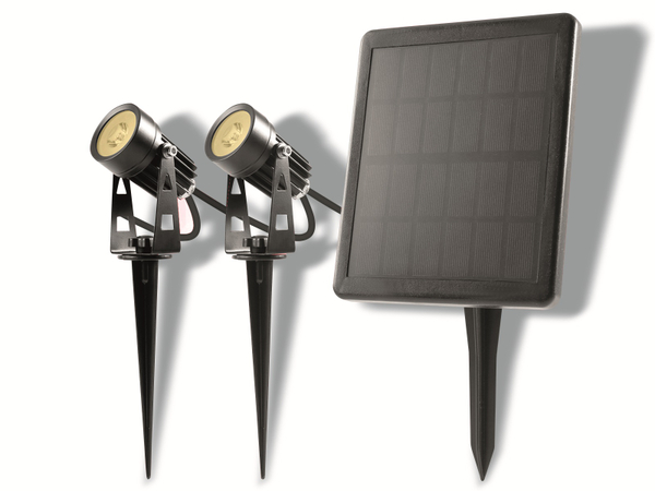 BOLD LIGHTING LED Solar-Gartenleuchten-Set Simon, 2x 1 W, 70 lm, 3000 K, IP65, schwarz
