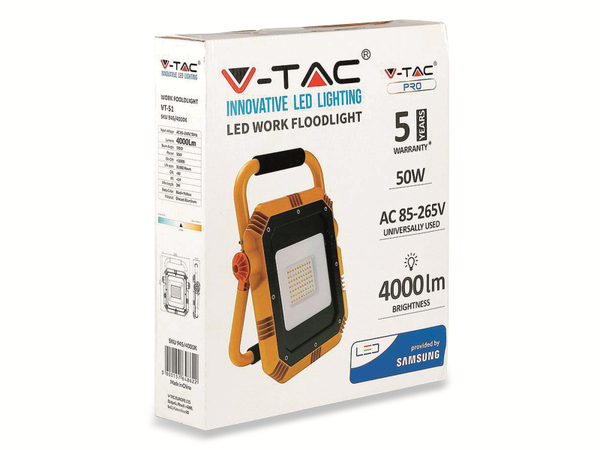 V-TAC LED-Baustrahler VT-51 (946), EEK: F, 50 W, 4000 lm, 6400 K, IP 44 - Produktbild 11