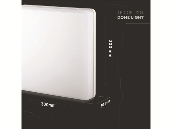 V-TAC LED-Wand und Decken Leuchte VT-8066SQ (13979), EEK: E, 25 W, 2500 lm, 6500 K, IP44, weiß - Produktbild 8