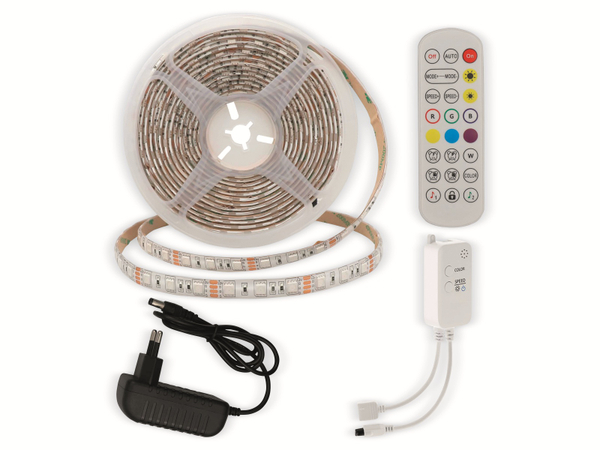 OPTONICA LED-Strip, RGB 4330, 12 V, 60 LEDs, EEK: G, 36 W, 2400 lm, Fernbedienung, App, 5 m, IP54