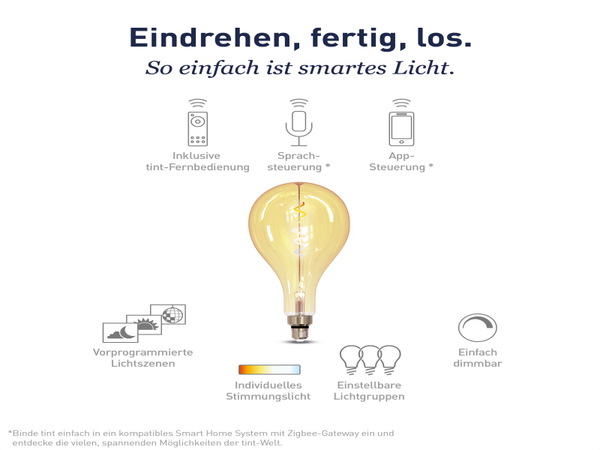 TINT Müller-Licht LED-Lampe, E27, 4,9 W, 350 lm, EEK G, Edison Bulb Gold XXL - Produktbild 3