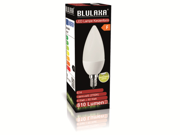 BLULAXA LED-SMD-Lampe, C35, E14, EEK: F, 8 W, 810 lm, 2700 K - Produktbild 2