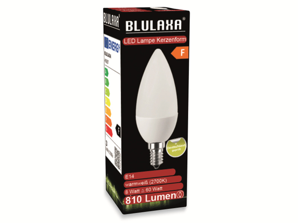 BLULAXA LED-SMD-Lampe, C35, E14, EEK: F, 8 W, 810 lm, 2700 K - Produktbild 3