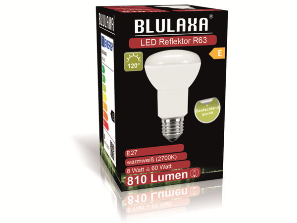 BLULAXA LED-SMD-Lampe, R63, E27, EEK: E, 8 W, 810 lm, 2700 K - Produktbild 2
