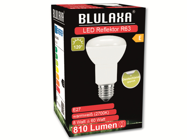BLULAXA LED-SMD-Lampe, R63, E27, EEK: E, 8 W, 810 lm, 2700 K - Produktbild 3
