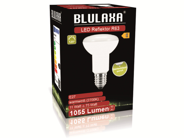 BLULAXA LED-SMD-Lampe, R80, E27, EEK: E, 11 W, 1055 lm, 2700 K - Produktbild 2