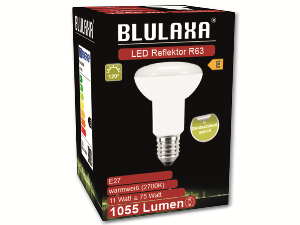 BLULAXA LED-SMD-Lampe, R80, E27, EEK: E, 11 W, 1055 lm, 2700 K - Produktbild 3