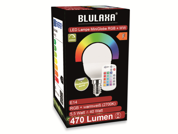 BLULAXA LED-SMD-Lampe, G47, RGB, E14, EEK: F, 5,5 W, 470 lm, 2700 K - Produktbild 4