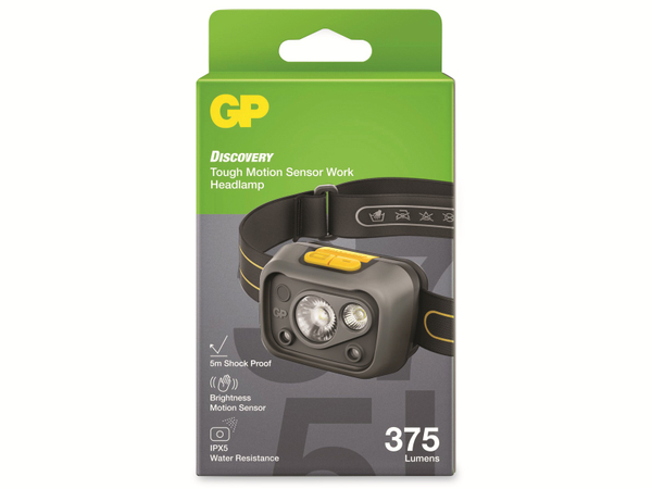 GP LED-Stirnlampe Discovery CHW54, 375lm, IPX5, 5 Leuchtmodi - Produktbild 4