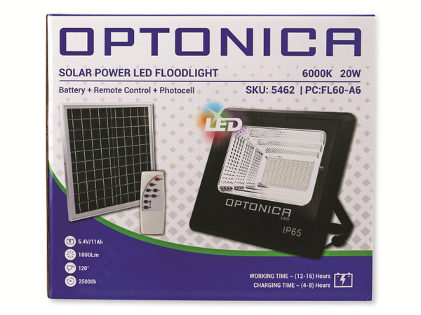 OPTONICA Solar LED-Fluter, 5462, 20W, 1800lm, 6000k - Produktbild 10