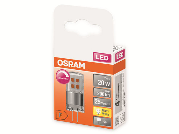 OSRAM LED-Stiftsockellampe, PIN20, G4, EEK: F, 2W, 200lm, 2700K - Produktbild 2