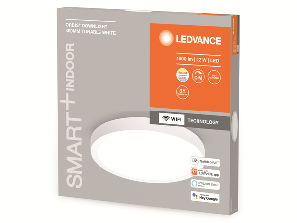 LEDVANCE LED-Deckenleuchte, Orbis Downlight, 400mm, 22W, TW, WiFi - Produktbild 3