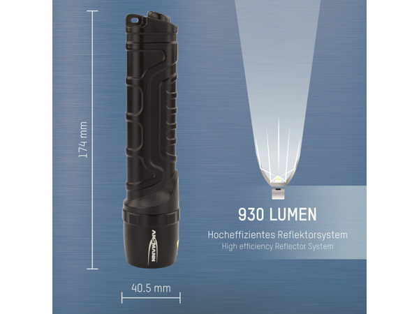 ANSMANN LED-Taschenlampe M900P, 10W, 930 lm, batteriebetrieben - Produktbild 4