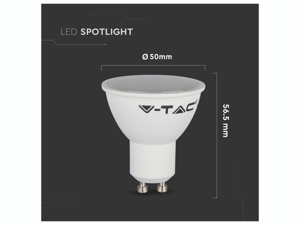 V-TAC LED-SMD-Lampe, PAR16, GU10, EEK: F, 4,5W, 400lm, 3000K - Produktbild 4