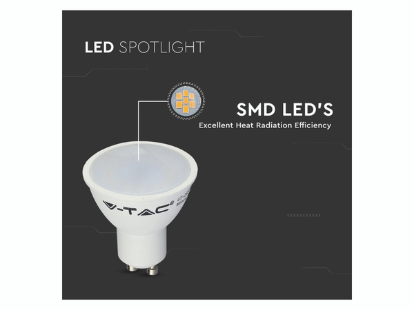 V-TAC LED-SMD-Lampe, PAR16, GU10, EEK: F, 4,5W, 400lm, 3000K - Produktbild 5