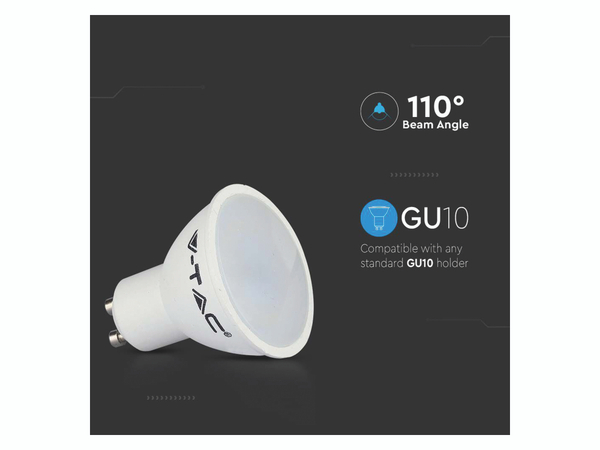 V-TAC LED-SMD-Lampe, PAR16, GU10, EEK: F, 4,5W, 400lm, 3000K - Produktbild 6