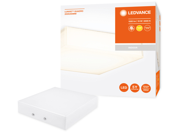 LEDVANCE LED-Deckenleuchte Lunive Quadro, 19 W, 1000 lm, 3000 K - Produktbild 3
