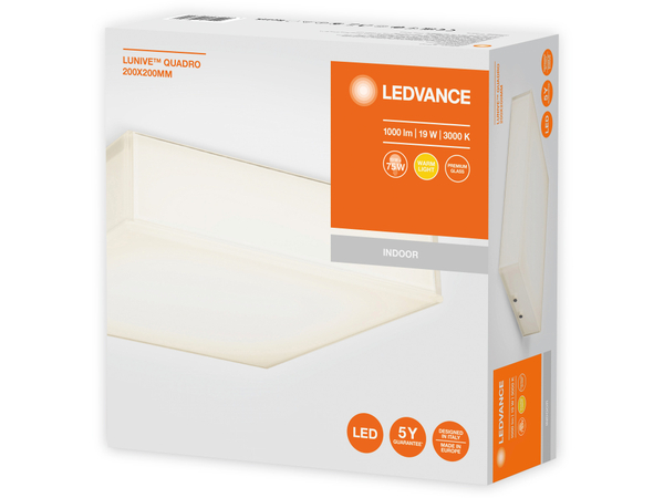 LEDVANCE LED-Deckenleuchte Lunive Quadro, 19 W, 1000 lm, 3000 K - Produktbild 4