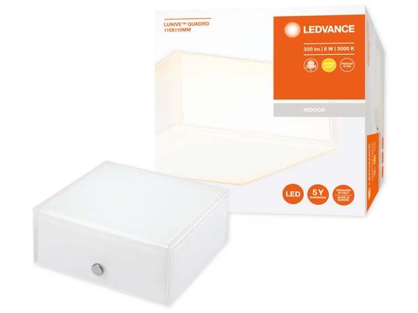 LEDVANCE LED-Deckenleuchte Lunive Quadro, 8 W, 330 lm, 3000 K - Produktbild 3