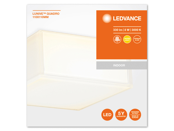 LEDVANCE LED-Deckenleuchte Lunive Quadro, 8 W, 330 lm, 3000 K - Produktbild 5