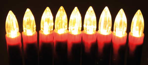 LED-Kerzenlichterkette, 20 LEDs, rot, warm-/kaltweiß, Netzbetrieb, IP20 - Produktbild 3
