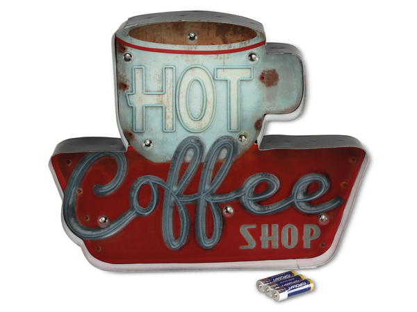 LED-Retroschild, &quot;Hot Coffee Shop&quot;