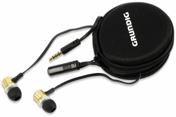GRUNDIG In-Ear Headset mit Flachkabel 86353, gold/schwarz