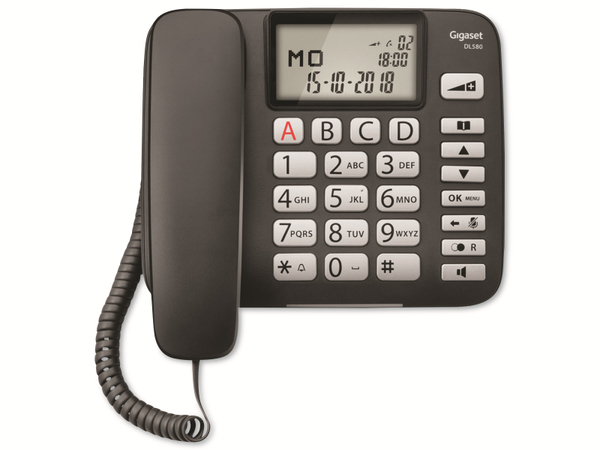 GIGASET Telefon DL580, Großtasten, schwarz