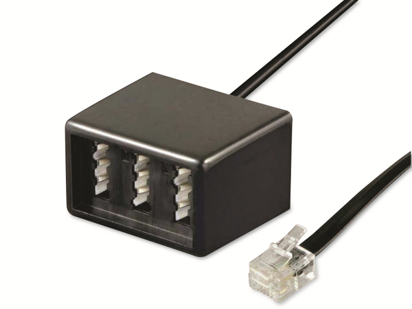 GOOBAY Telefon-Adapterstecker, RJ11-3x TAE/F/F, schwarz