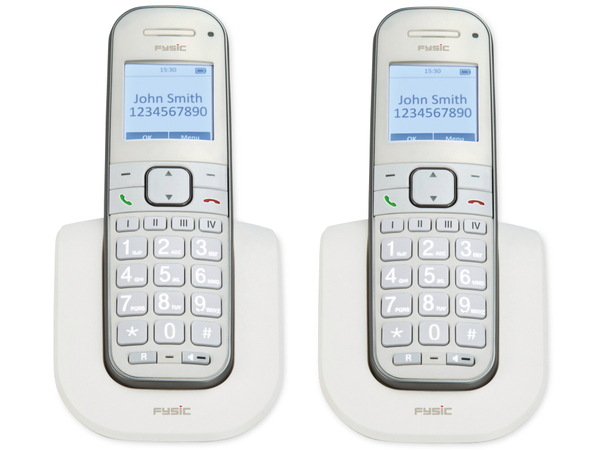 FYSIC DECT-Telefon FX-9000 DUO, mit 2 Mobilteilen, weiß - Produktbild 6
