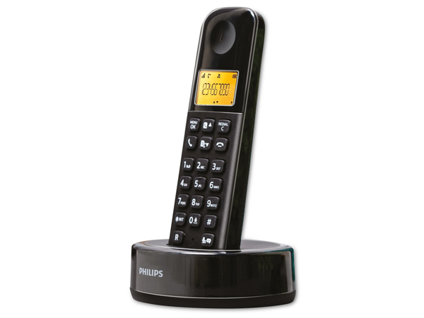 PHILIPS DECT-Telefon D1651B, 1 Mobilteil, schwarz