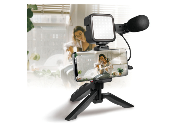 LOGILINK Vlogger-Kit AA0157, mit LED-Licht, Mikrofon u. Stativ - Produktbild 10