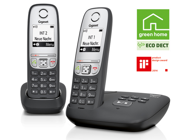 Gigaset Schnurloses DECT-Telefon A415 A Duo, mit AB, 2 Mobilteile