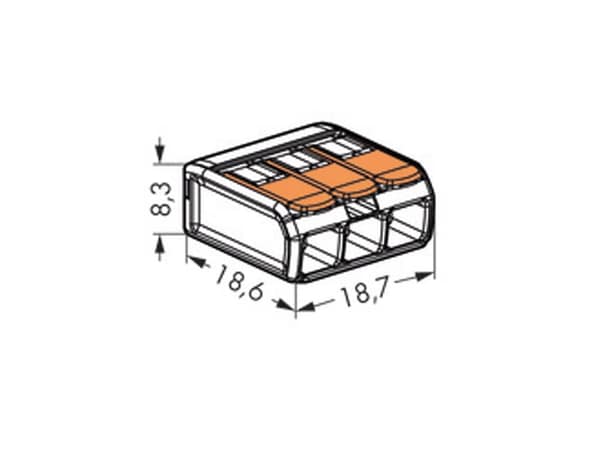 WAGO Steckklemmen 221-413, 3-polig, 0,2...4 mm², 100 Stück - Produktbild 3