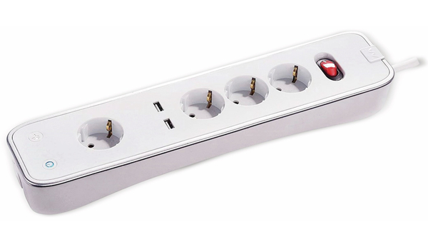 Masterplug Steckdosenleiste 4-fach,2x USB, Schalter, weiß - Produktbild 2