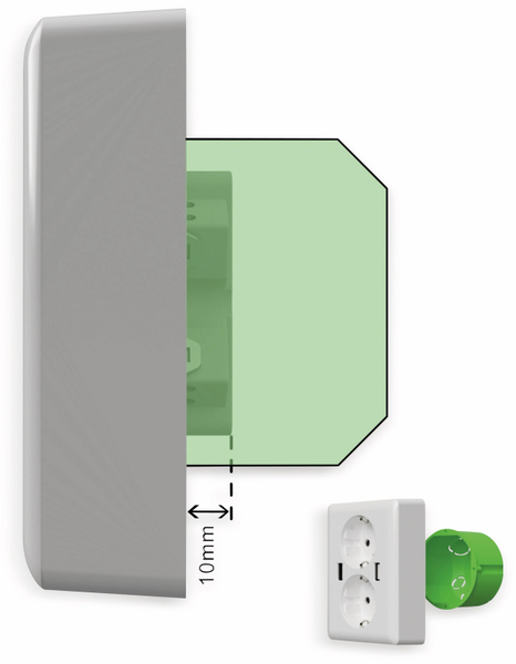 2USB Schutzkontakt-Steckdose easyCharge Duo, AP, 2x USB, 2,4A, Handyhalter - Produktbild 5