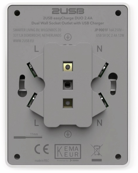 2USB Schutzkontakt-Steckdose easyCharge Duo, AP, 2x USB, 2,4A, Handyhalter - Produktbild 7