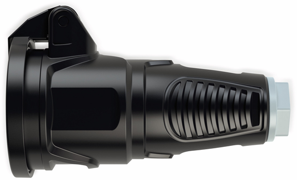 PCE Gummi-Schutzkontaktkupplung Taurus2, mit Klappdeckel, schwarz/grau