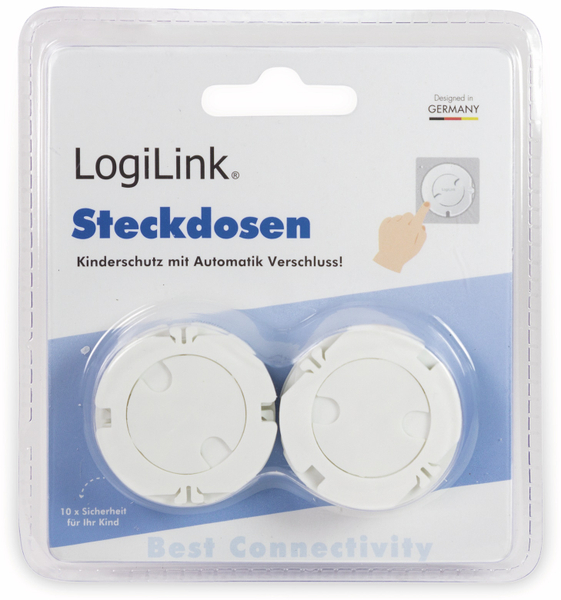 LOGILINK Steckdosen-Einsatz EC3002, mit Automatikverschluss, 10 Stück, weiß - Produktbild 6